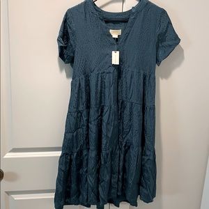 Maeve by Anthropology Teal Silky Dress